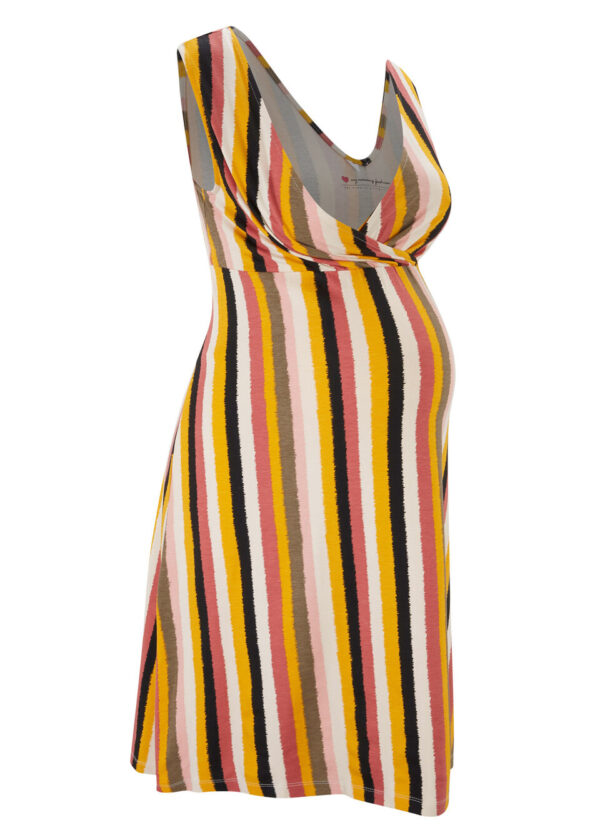 Sukienka ciążowa i do karmienia LENZING™ ECOVERO™ bonprix w kolorowe paski krótka.