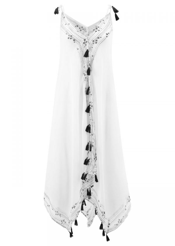 Sukienka plażowa bonprix biało-czarny z nadrukiem