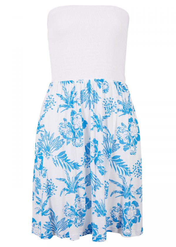 Sukienka plażowa bonprix biało-niebieski w kwiaty