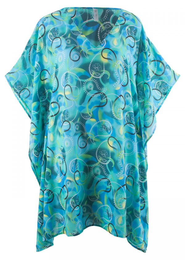 Sukienka plażowa bonprix niebiesko-turkusowy z nadrukiem
