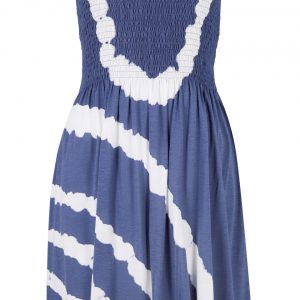 Sukienka plażowa bandeau bonprix ciemnoniebiesko-biały batikowy