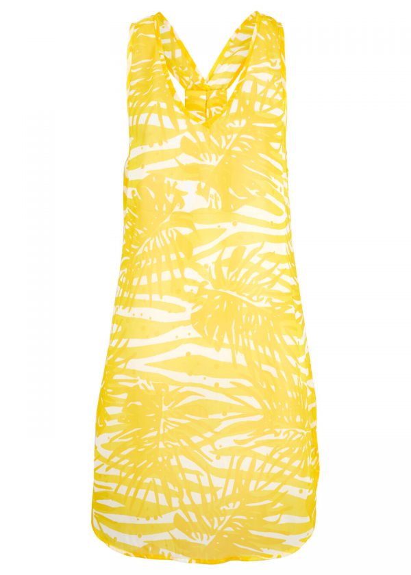 Sukienka plażowa bonprix żółto-biały w kwiaty