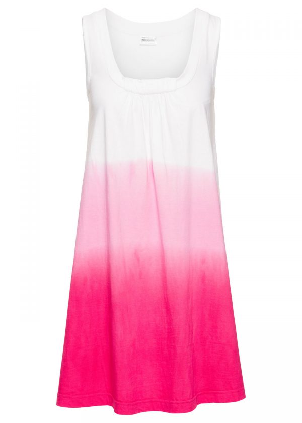 Sukienka plażowa bonprix biało-różowy