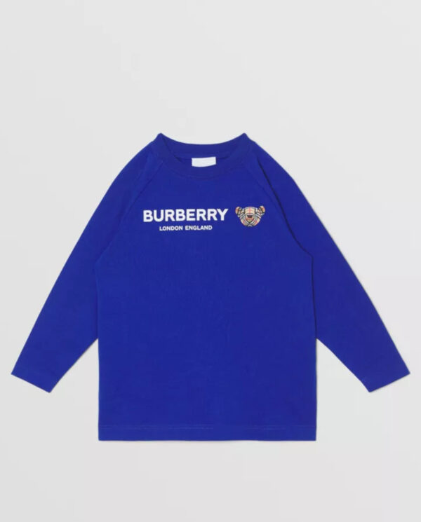 BURBERRY CHILDREN - Niebieska bluzka z wizerunkiem misia 4-14 lat