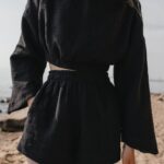 Bluzka z muślinu bawełnianego w kolorze czarnym - SOLEO BY MARSALA