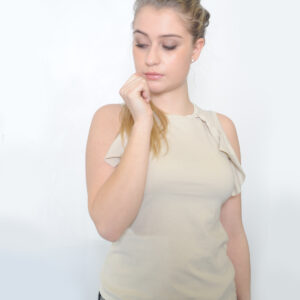DEHA - Beżowa bluzka z falbanką