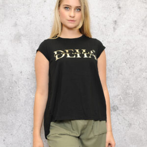 DEHA - Czarna bluzka z haftowanym tyłem