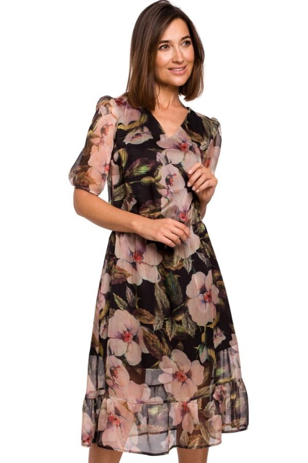 Ekskluzywna szyfonowa sukienka w kwiaty.