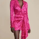 ACLER AUSTRALIA - Kopertowa sukienka Evanston. Kwiaty Różowy / Fioletowy
