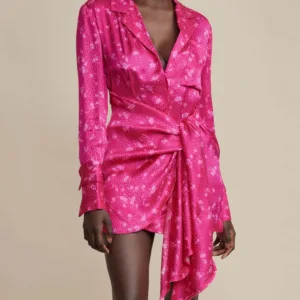 ACLER AUSTRALIA - Kopertowa sukienka Evanston. Kwiaty Różowy / Fioletowy