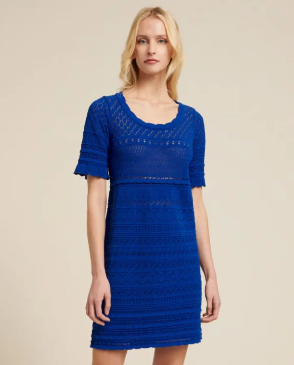 LUISA SPAGNOLI - Niebieska koronkowa sukienka Case.