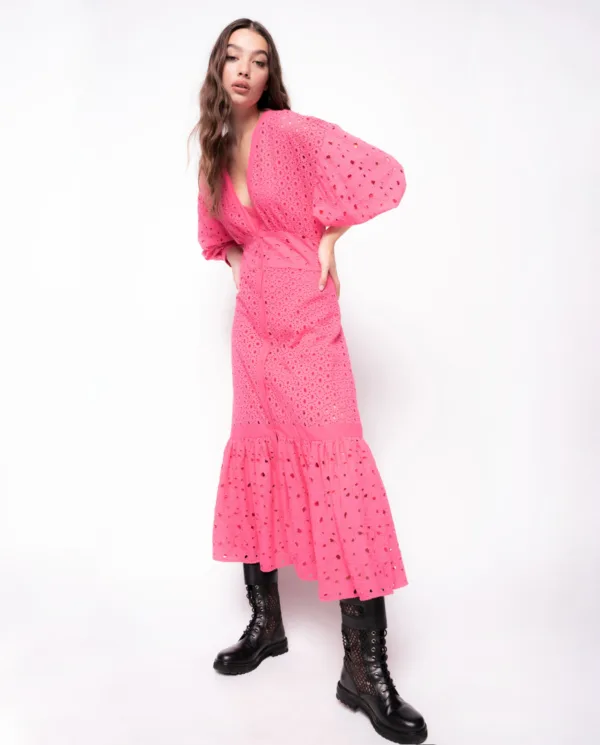 PINKO - Różowa koronkowa sukienka Acireale.