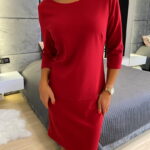 Czerwona Klasyczna Sukienka 8397-180-C