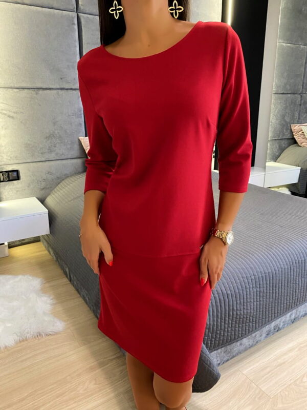 Czerwona Klasyczna Sukienka 8397-180-C