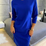 Kobaltowa Klasyczna Sukienka 8397-180-E