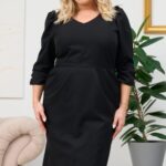 Sukienka biznesowa ołówkowa z ekskluzywnej tkaniny KAMELA czarna