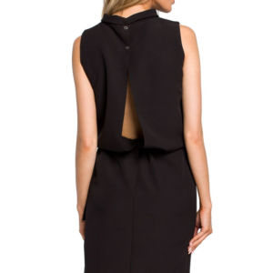 Sukienka elegancka ołówkowa z rozcięciem na plecach i wiązaniem czarna