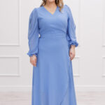 Szyfonowa długa niebieska sukienka Nikole na wesele plus size xxl