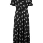 długa sukienka bonprix kolor czarny w kwiaty