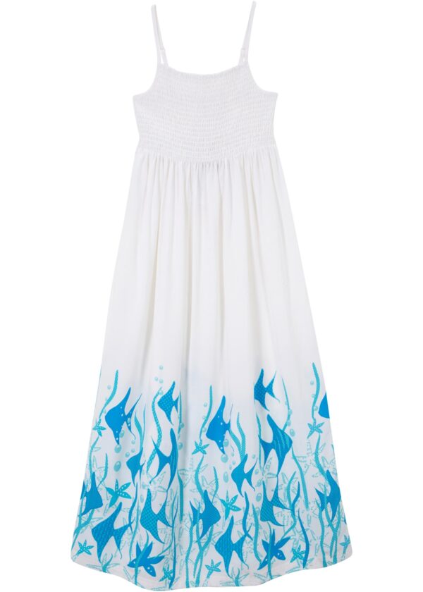długa sukienka bonprix kolor biało-niebieski morski