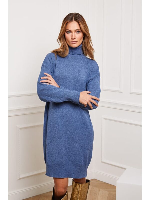 Joséfine Sukienka dzianinowa "Landreau" w kolorze niebieskim rozmiar: L.