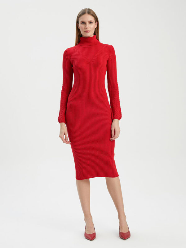 BGN Dzianinowa sukienka w kolorze czerwonym rozmiar: 34.