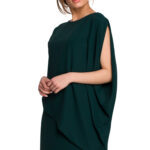 Elegancka sukienka mini z asymetryczną falbaną drapowana zielona