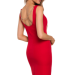 Sukienka ołówkowa elegancka midi z dekoltem na plecach czerwona