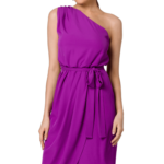 Koktajlowa sukienka asymetryczna na jedno ramię fioletowa