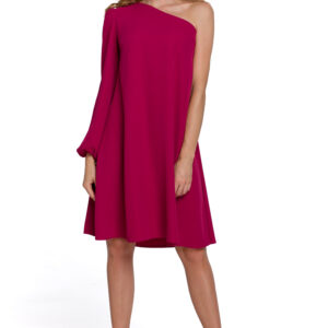 Asymetryczna sukienka na jedno ramię fioletowa