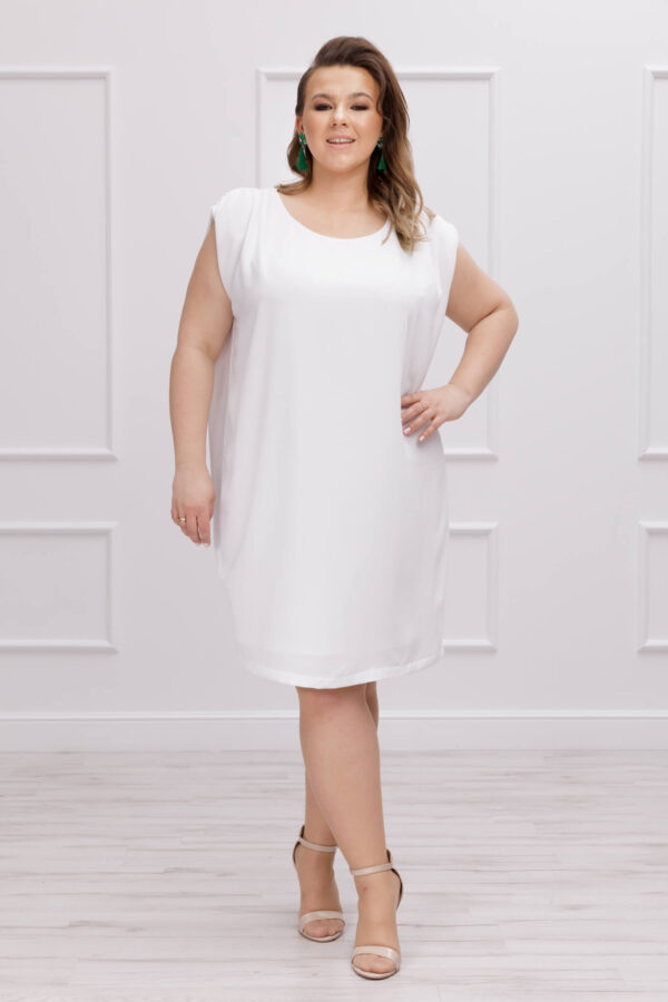 Elegancka wizytowa sukienka Inez w kolorze ecru na lato PLUS SIZE