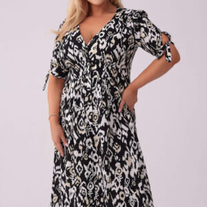 Elegancka sukienka Elise na wesele w czarno-białe wzory PLUS SIZE OVERSIZE XXL