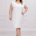 Elegancka wizytowa sukienka Inez w kolorze ecru na lato PLUS SIZE