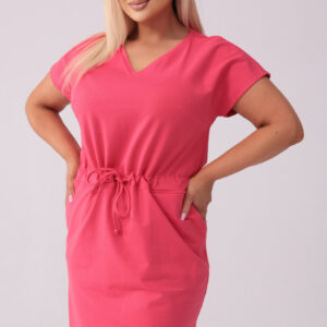 Koralowa dresowa sukienka Bianca PLUS SIZE XXL WIOSNA
