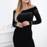 Sukienka dzianinowa z odkrytymi ramionami czarna