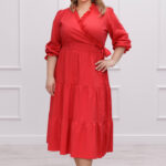 Zmysłowa czerwona bawełniana sukienka Harmony Chic plus size